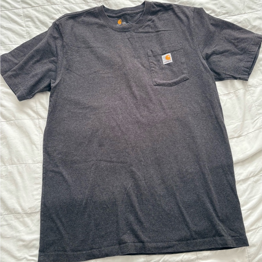Carhartt Men's Short Sleeve Pocket Tees in Light Blue, Dark Heather, Gray - Picture 4 of 9